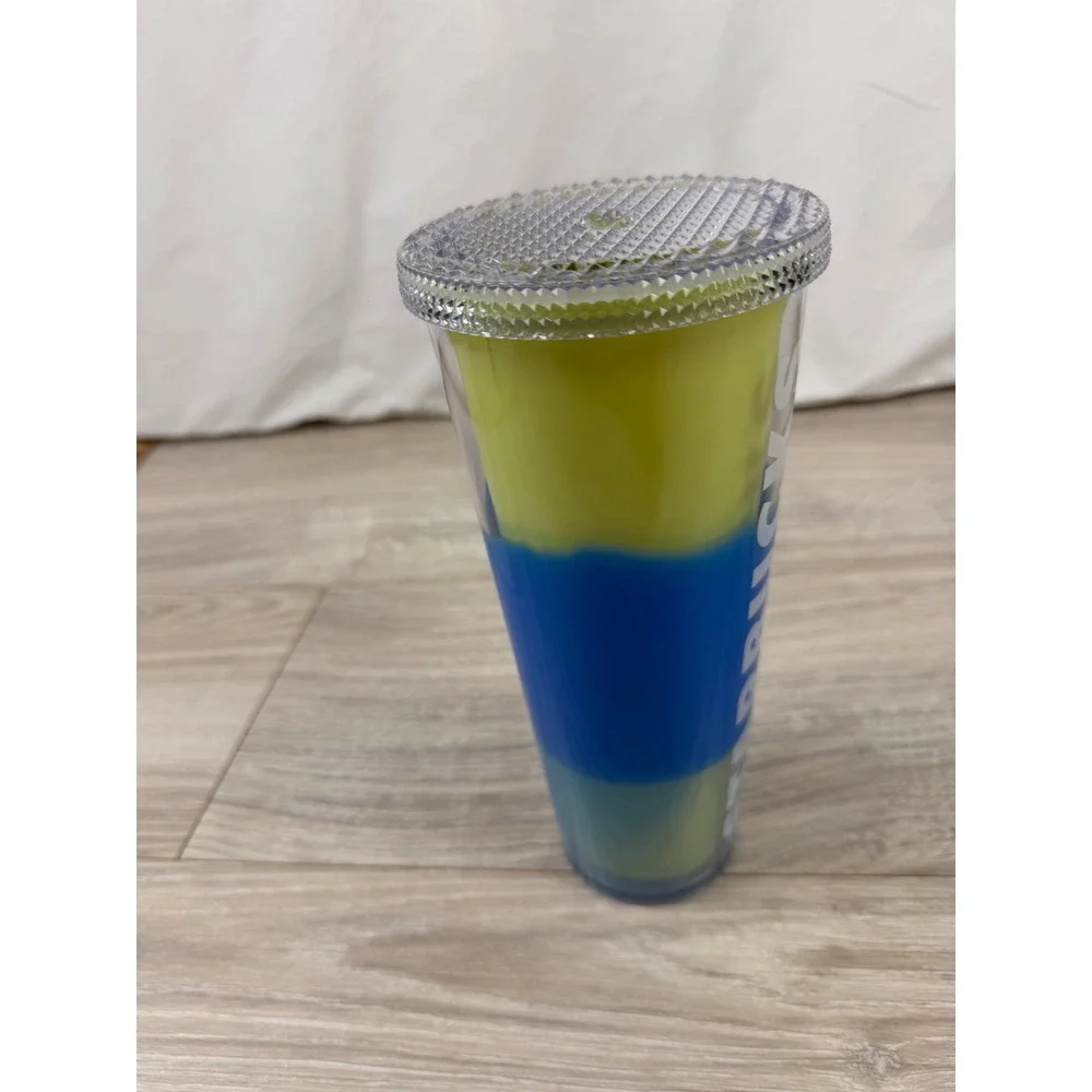 Starbucks 24oz Cold Cup Tumbler Neon Lime Green Blue Color‎ Block 2020